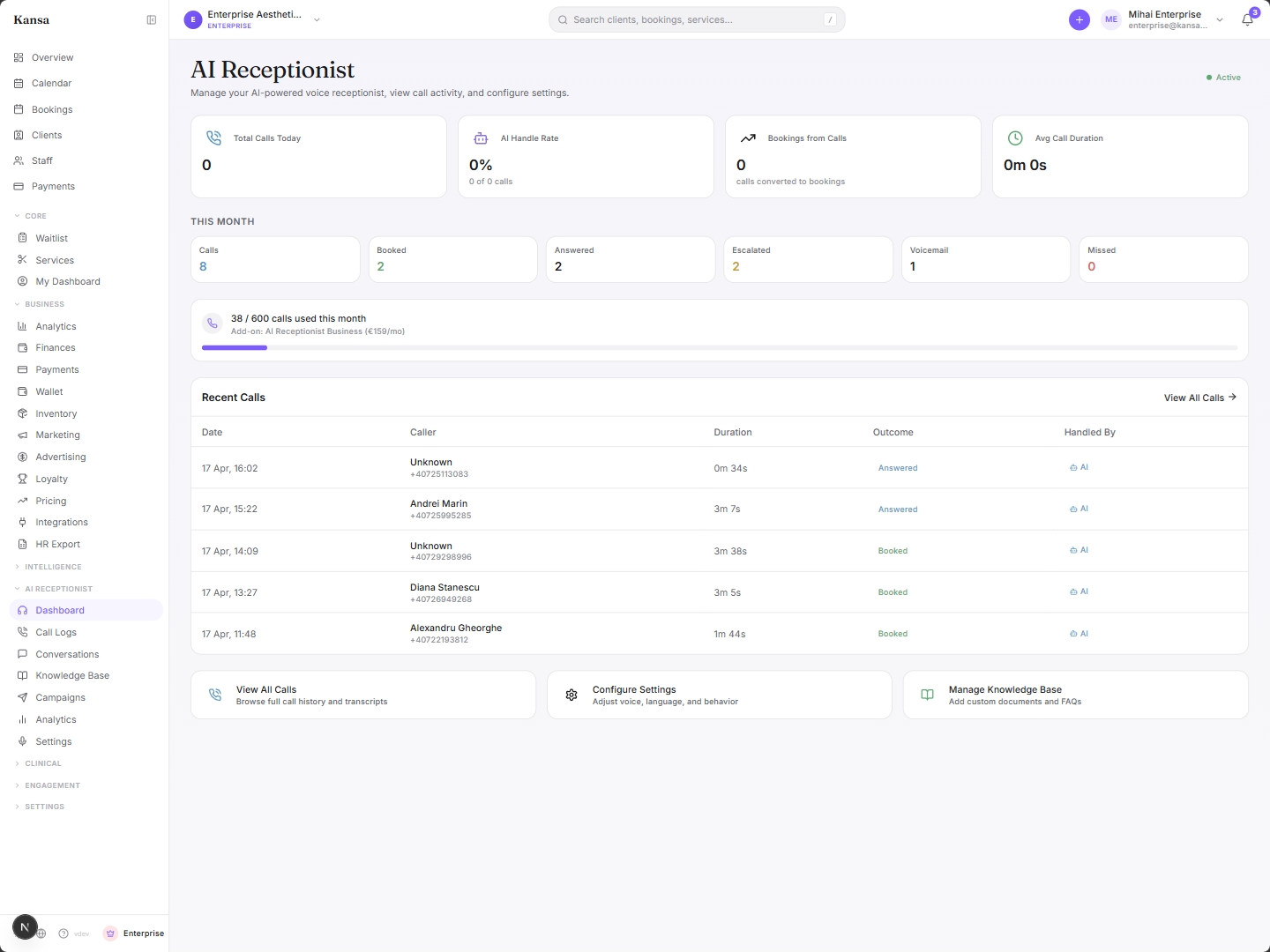 Kansa AI receptionist